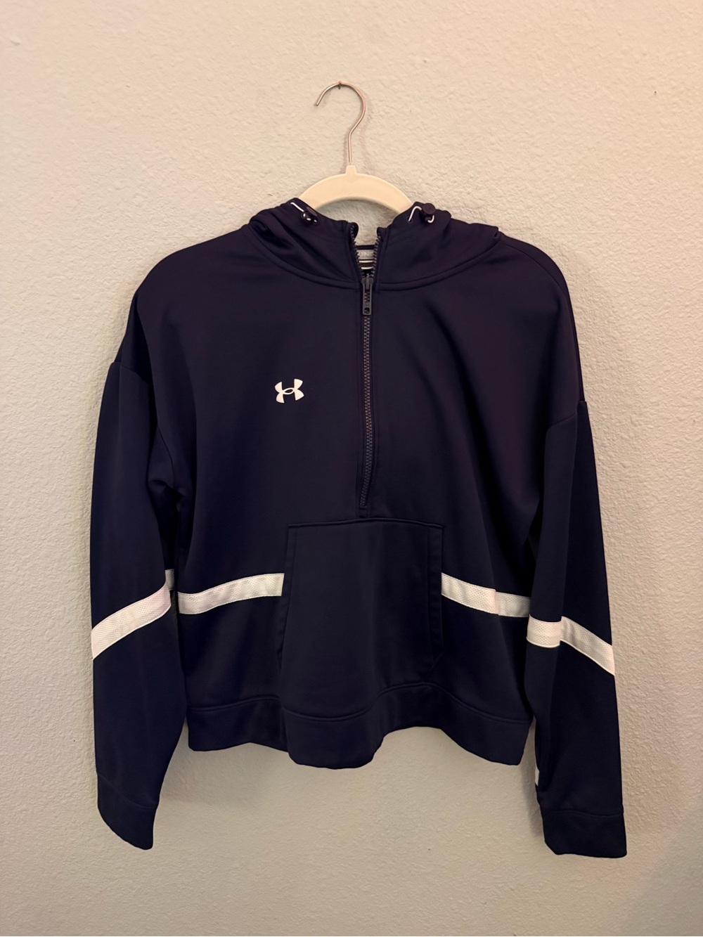 Under Armour Black Hoodie with White Stripe Detail